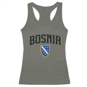 Vintage Bosnia Coat of Arms Minimalist Racerback Tank Top Golden Lily Heritage Shield Graphic TS02 Military Green Print Your Wear