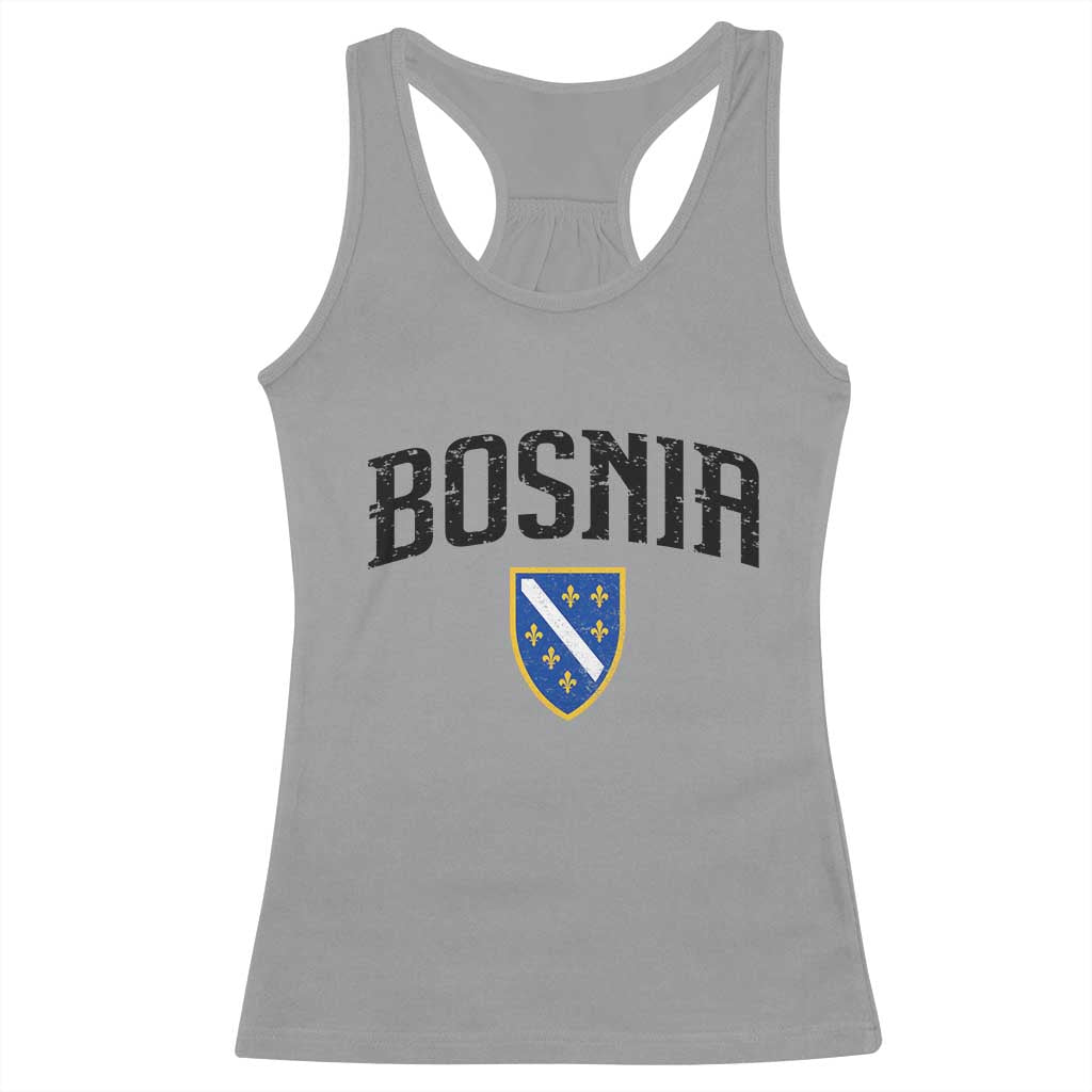 Vintage Bosnia Coat of Arms Minimalist Racerback Tank Top Golden Lily Heritage Shield Graphic TS02 Sport Gray Print Your Wear