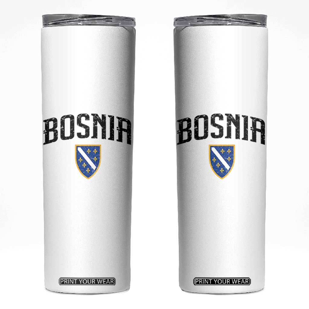 Vintage Bosnia Coat of Arms Minimalist Skinny Tumbler Golden Lily Heritage Shield Graphic