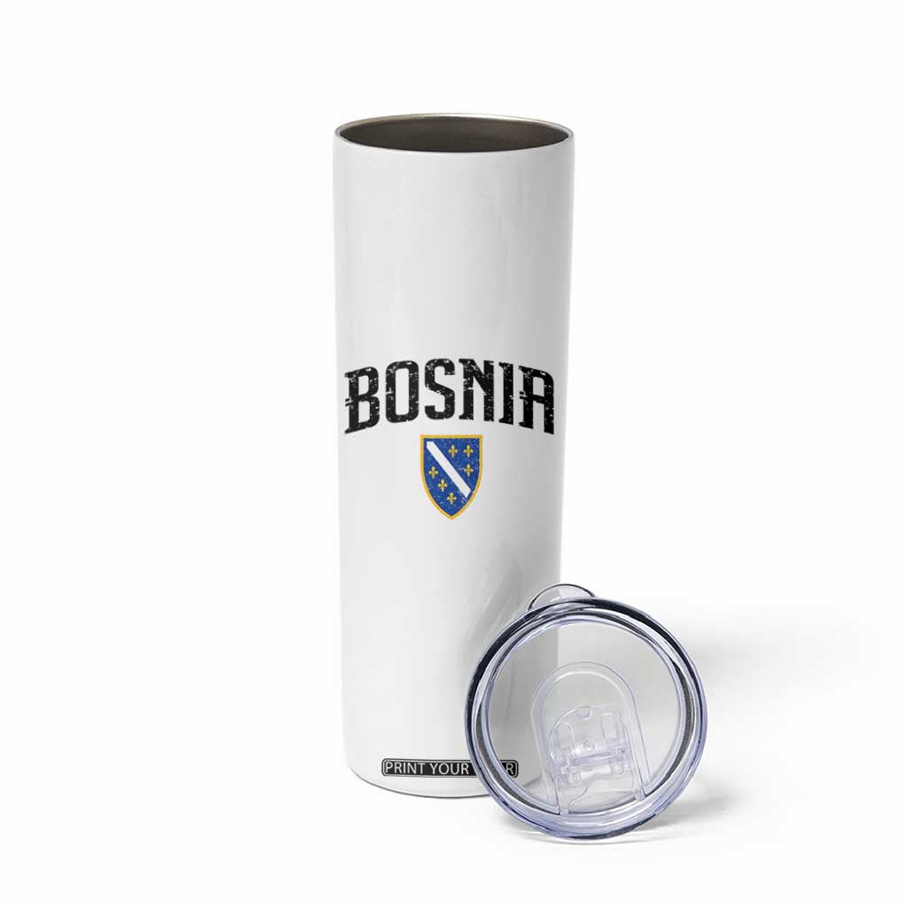 Vintage Bosnia Coat of Arms Minimalist Skinny Tumbler Golden Lily Heritage Shield Graphic
