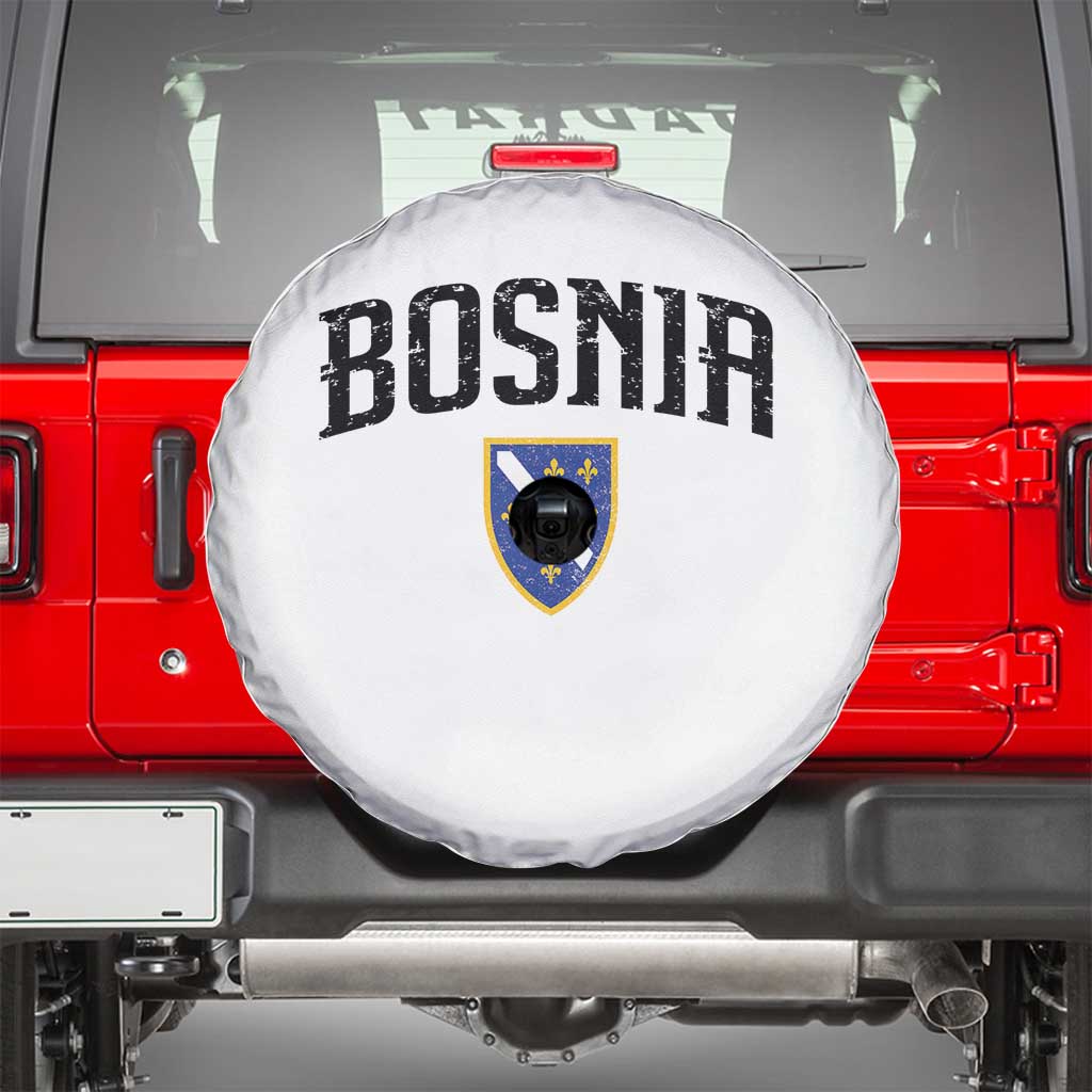 Vintage Bosnia Coat of Arms Minimalist Spare Tire Cover Golden Lily Heritage Shield Graphic