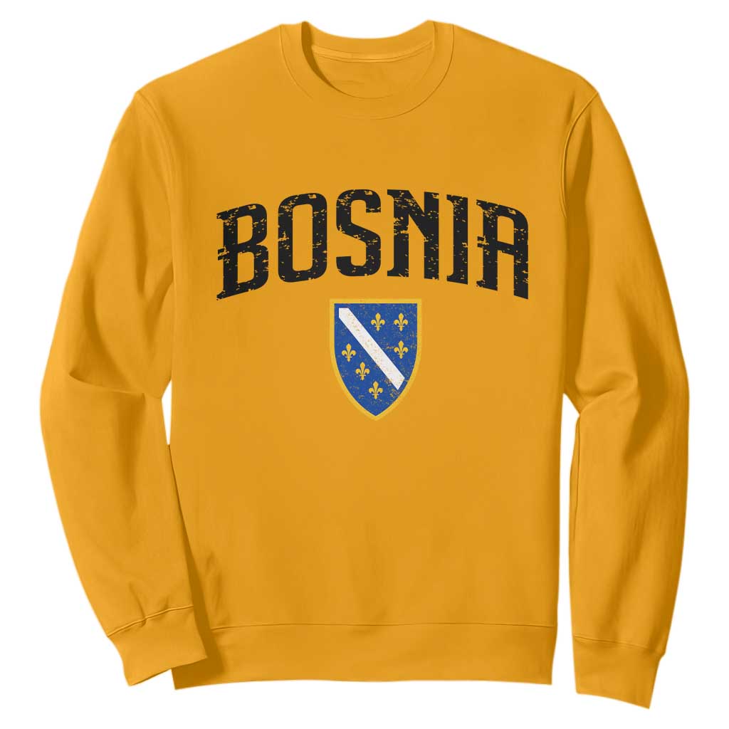 Vintage Bosnia Coat of Arms Minimalist Sweatshirt Golden Lily Heritage Shield Graphic TS02 Gold Print Your Wear