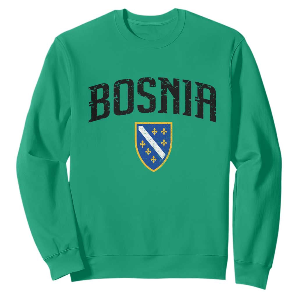 Vintage Bosnia Coat of Arms Minimalist Sweatshirt Golden Lily Heritage Shield Graphic TS02 Irish Green Print Your Wear
