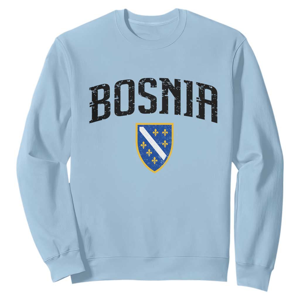 Vintage Bosnia Coat of Arms Minimalist Sweatshirt Golden Lily Heritage Shield Graphic TS02 Light Blue Print Your Wear