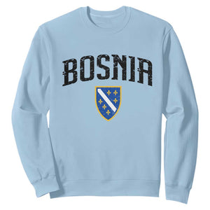 Vintage Bosnia Coat of Arms Minimalist Sweatshirt Golden Lily Heritage Shield Graphic TS02 Light Blue Print Your Wear