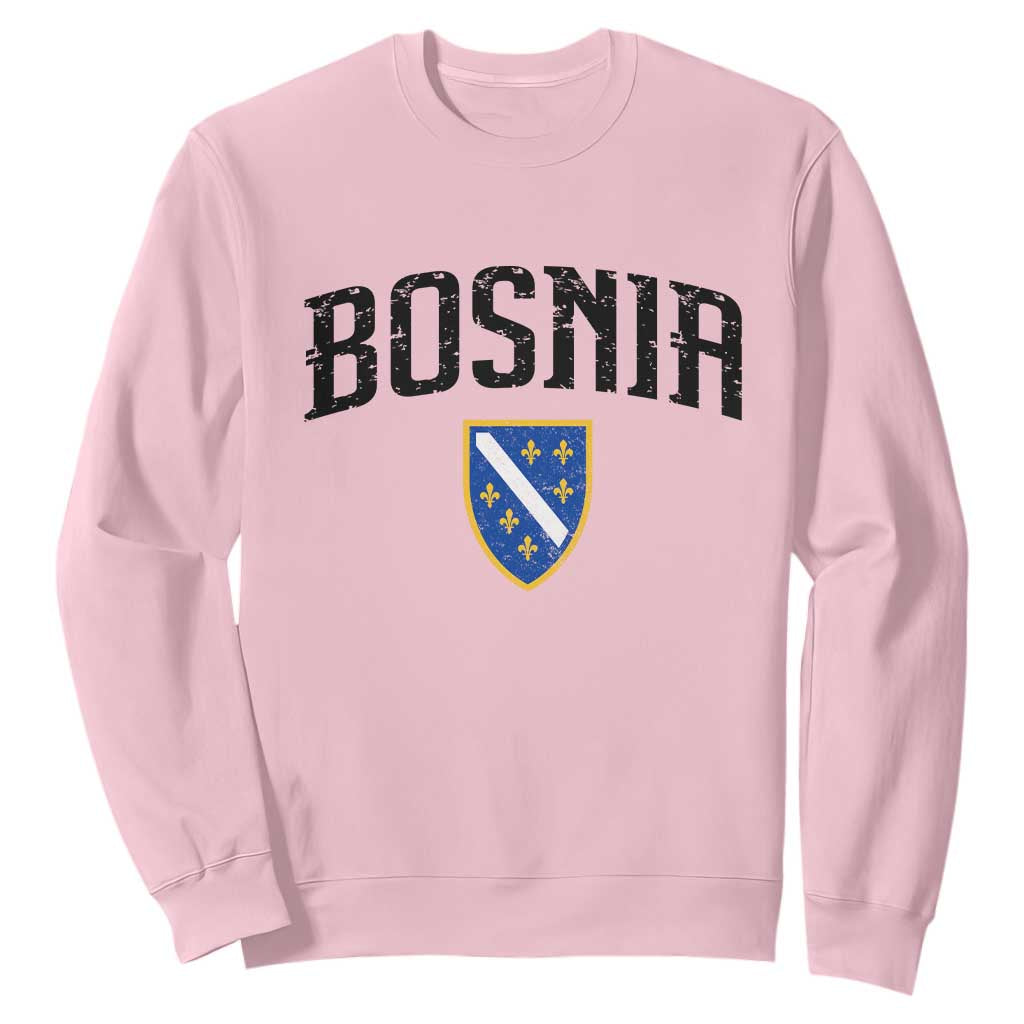 Vintage Bosnia Coat of Arms Minimalist Sweatshirt Golden Lily Heritage Shield Graphic TS02 Light Pink Print Your Wear