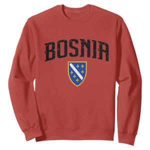 Vintage Bosnia Coat of Arms Minimalist Sweatshirt Golden Lily Heritage Shield Graphic TS02 Red Print Your Wear