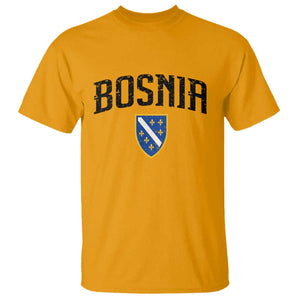 Vintage Bosnia Coat of Arms Minimalist T Shirt Golden Lily Heritage Shield Graphic TS02 Gold Print Your Wear