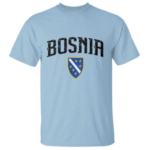 Vintage Bosnia Coat of Arms Minimalist T Shirt Golden Lily Heritage Shield Graphic TS02 Light Blue Print Your Wear