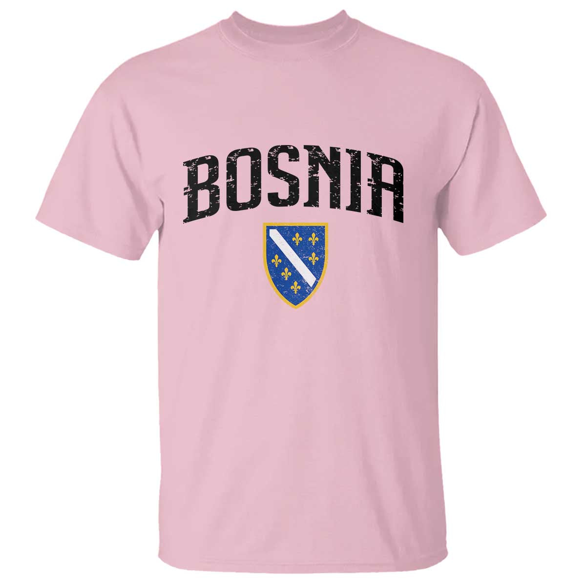Vintage Bosnia Coat of Arms Minimalist T Shirt Golden Lily Heritage Shield Graphic TS02 Light Pink Print Your Wear