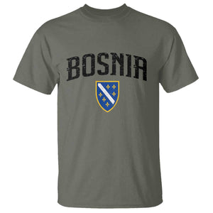 Vintage Bosnia Coat of Arms Minimalist T Shirt Golden Lily Heritage Shield Graphic TS02 Military Green Print Your Wear