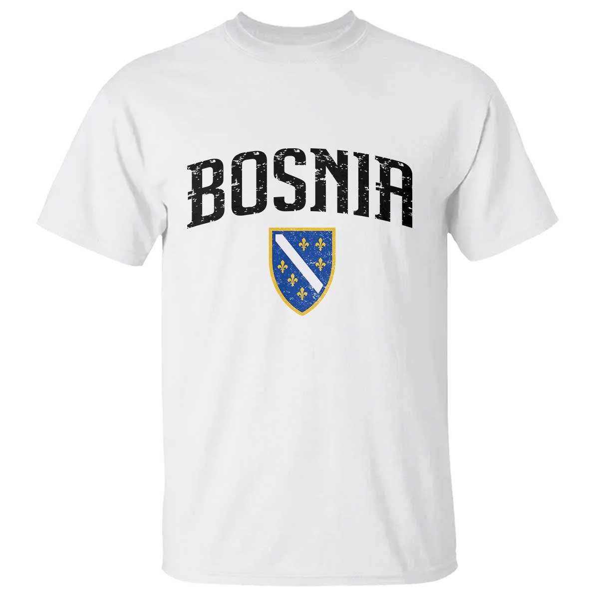 Vintage Bosnia Coat of Arms Minimalist T Shirt Golden Lily Heritage Shield Graphic TS02 White Print Your Wear