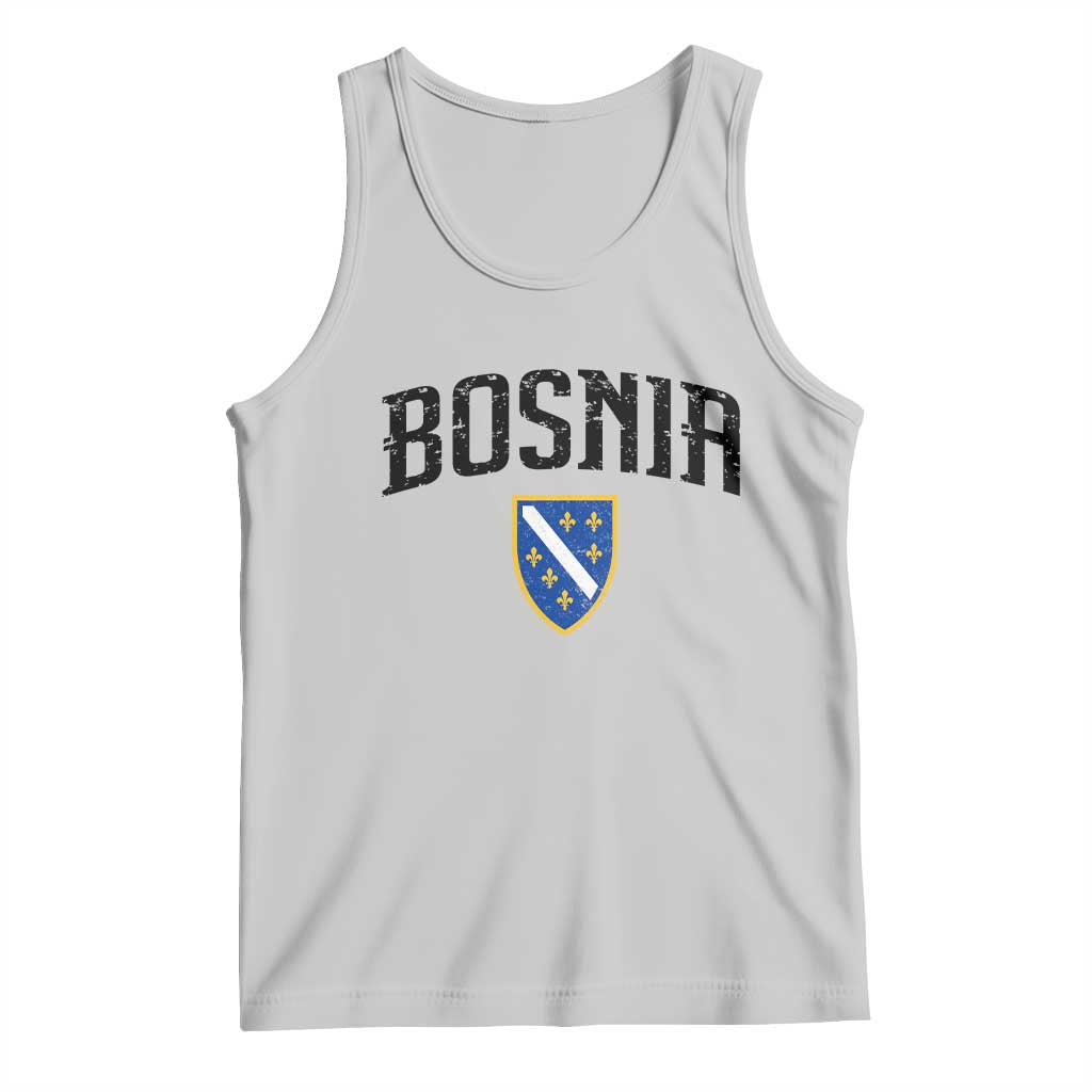 Vintage Bosnia Coat of Arms Minimalist Tank Top Golden Lily Heritage Shield Graphic TS02 Ash Print Your Wear