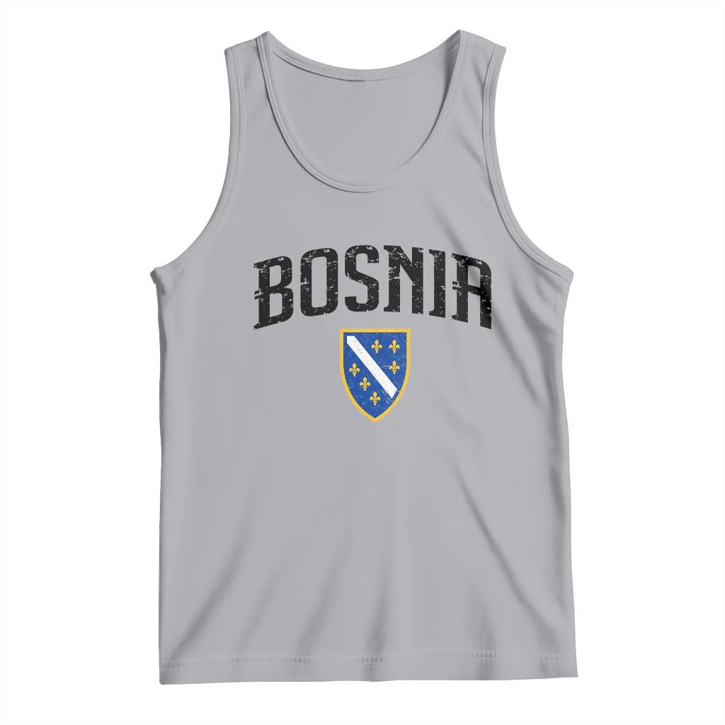Vintage Bosnia Coat of Arms Minimalist Tank Top Golden Lily Heritage Shield Graphic TS02 Athletic Heather Print Your Wear