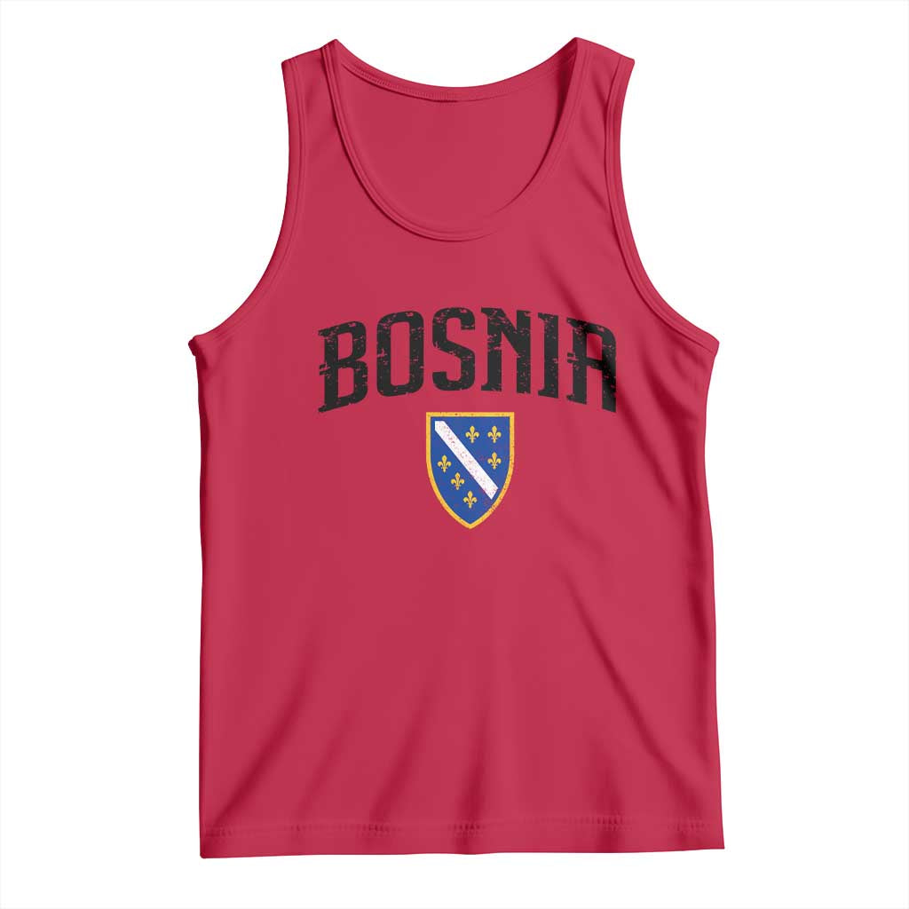 Vintage Bosnia Coat of Arms Minimalist Tank Top Golden Lily Heritage Shield Graphic TS02 Red Print Your Wear