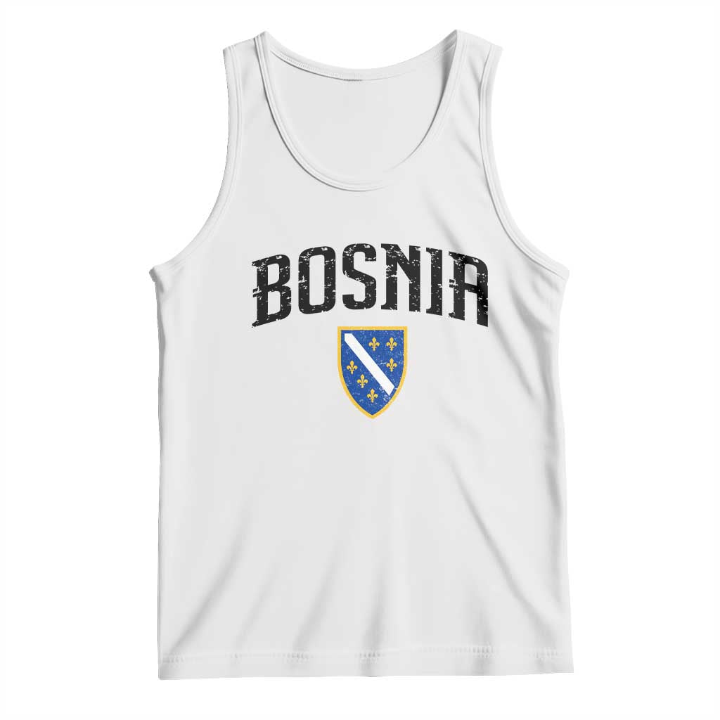 Vintage Bosnia Coat of Arms Minimalist Tank Top Golden Lily Heritage Shield Graphic TS02 White Print Your Wear
