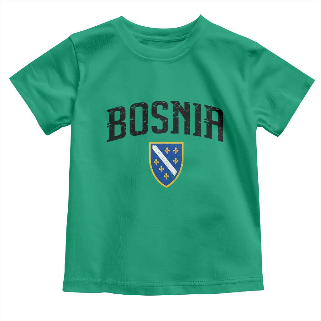 Vintage Bosnia Coat of Arms Minimalist Toddler T Shirt Golden Lily Heritage Shield Graphic TS02 Irish Green Print Your Wear
