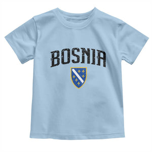 Vintage Bosnia Coat of Arms Minimalist Toddler T Shirt Golden Lily Heritage Shield Graphic TS02 Light Blue Print Your Wear