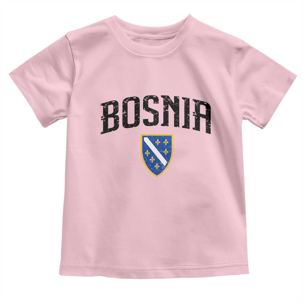 Vintage Bosnia Coat of Arms Minimalist Toddler T Shirt Golden Lily Heritage Shield Graphic TS02 Light Pink Print Your Wear