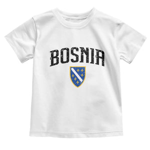 Vintage Bosnia Coat of Arms Minimalist Toddler T Shirt Golden Lily Heritage Shield Graphic TS02 White Print Your Wear