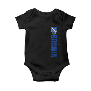 Bosnia Typography Coat of Arms Baby Onesie Golden Lily Shield Modern Graphic