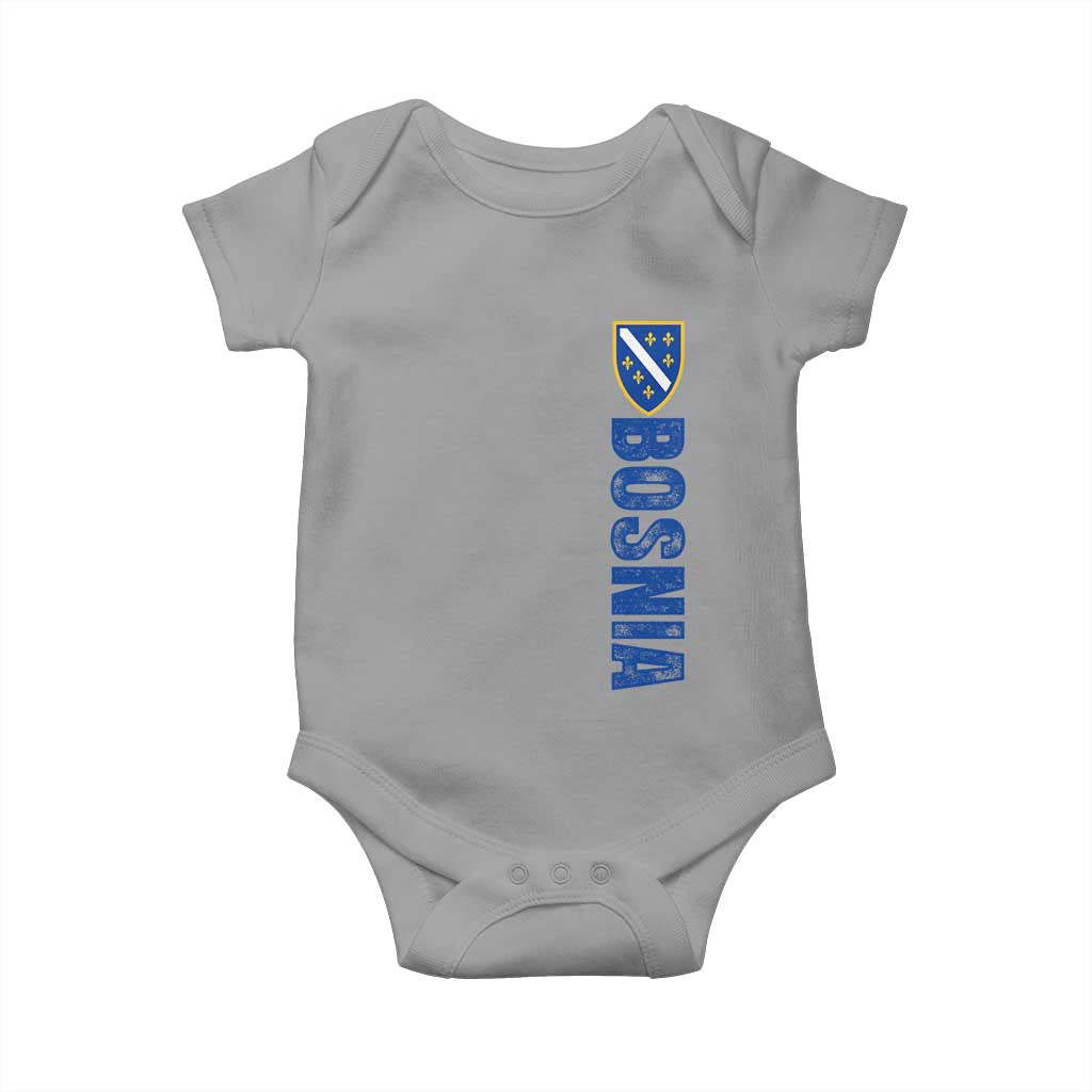 Bosnia Typography Coat of Arms Baby Onesie Golden Lily Shield Modern Graphic