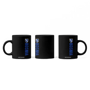 Bosnia Typography Coat of Arms Coffee Mug Golden Lily Shield Modern Graphic