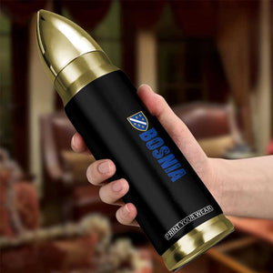 Bosnia Typography Coat of Arms Bullet Tumbler Golden Lily Shield Modern Graphic