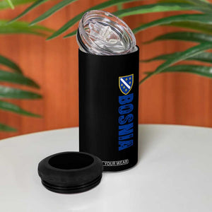Bosnia Typography Coat of Arms 4 in 1 Can Cooler Tumbler Golden Lily Shield Modern Graphic