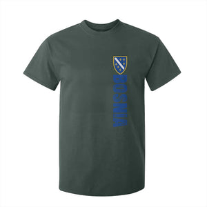 Bosnia Typography Coat of Arms T Shirt For Kid Golden Lily Shield Modern Graphic