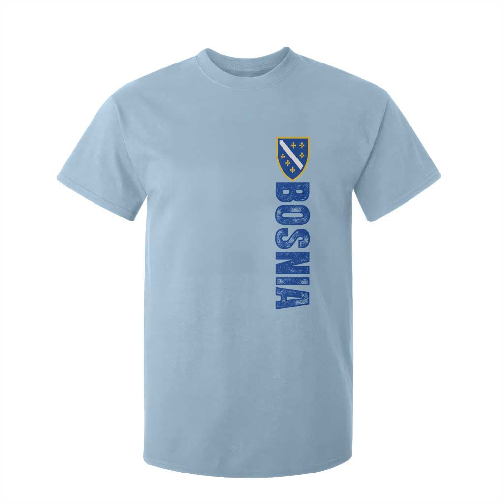 Bosnia Typography Coat of Arms T Shirt For Kid Golden Lily Shield Modern Graphic