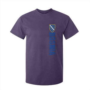 Bosnia Typography Coat of Arms T Shirt For Kid Golden Lily Shield Modern Graphic