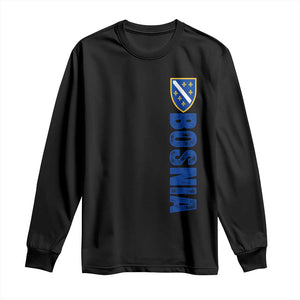 Bosnia Typography Coat of Arms Long Sleeve Shirt Golden Lily Shield Modern Graphic