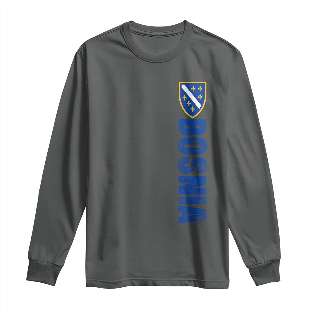 Bosnia Typography Coat of Arms Long Sleeve Shirt Golden Lily Shield Modern Graphic