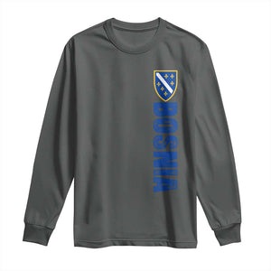 Bosnia Typography Coat of Arms Long Sleeve Shirt Golden Lily Shield Modern Graphic