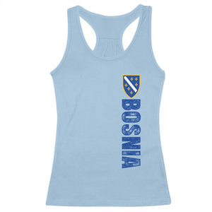 Bosnia Typography Coat of Arms Racerback Tank Top Golden Lily Shield Modern Graphic