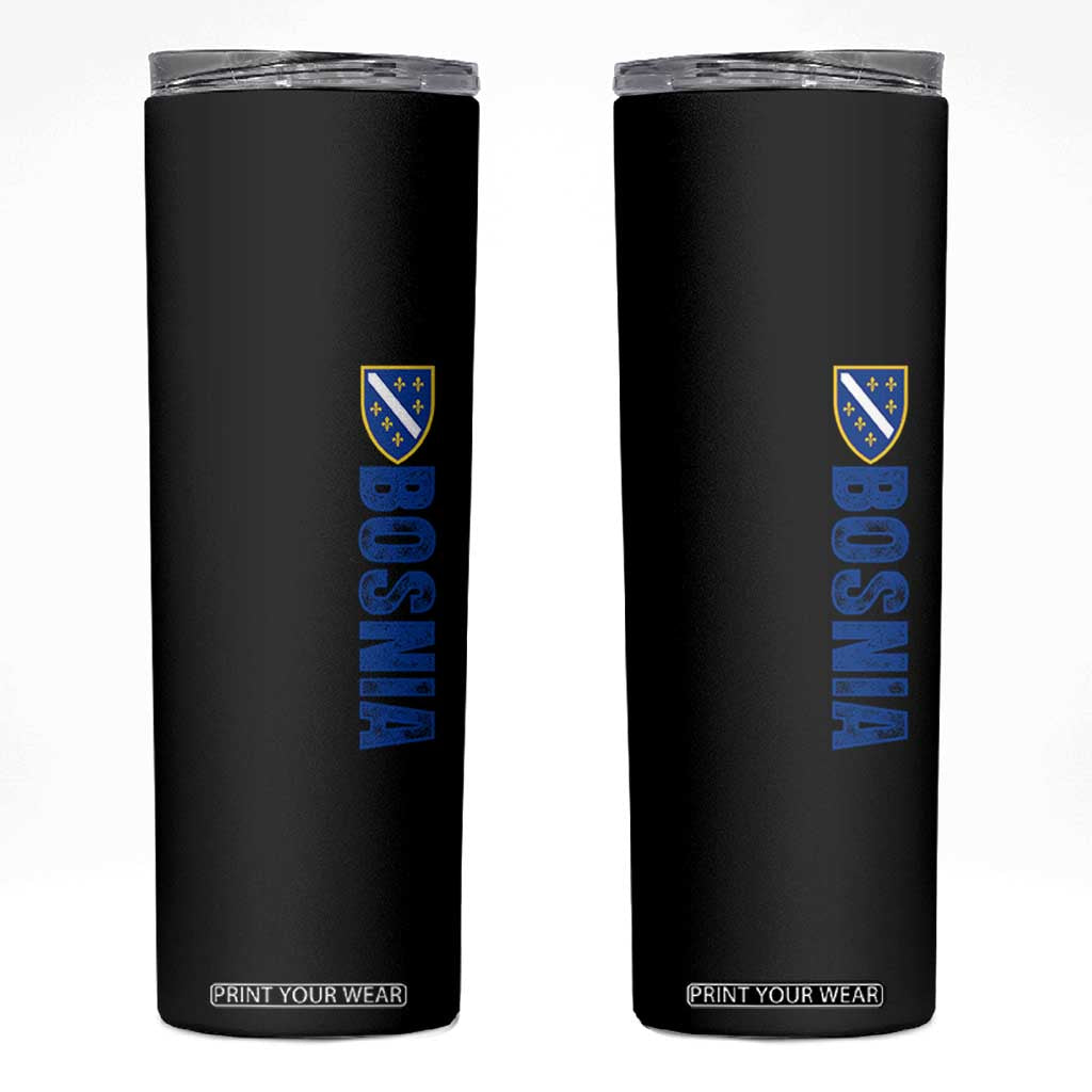 Bosnia Typography Coat of Arms Skinny Tumbler Golden Lily Shield Modern Graphic