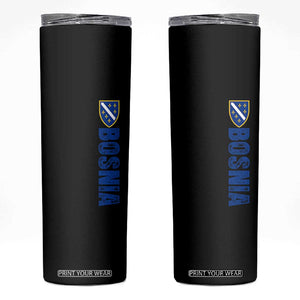 Bosnia Typography Coat of Arms Skinny Tumbler Golden Lily Shield Modern Graphic