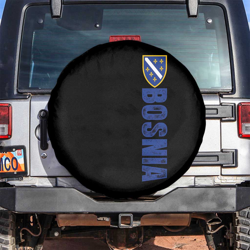 Bosnia Typography Coat of Arms Spare Tire Cover Golden Lily Shield Modern Graphic TS02 No hole Black Print Your Wear