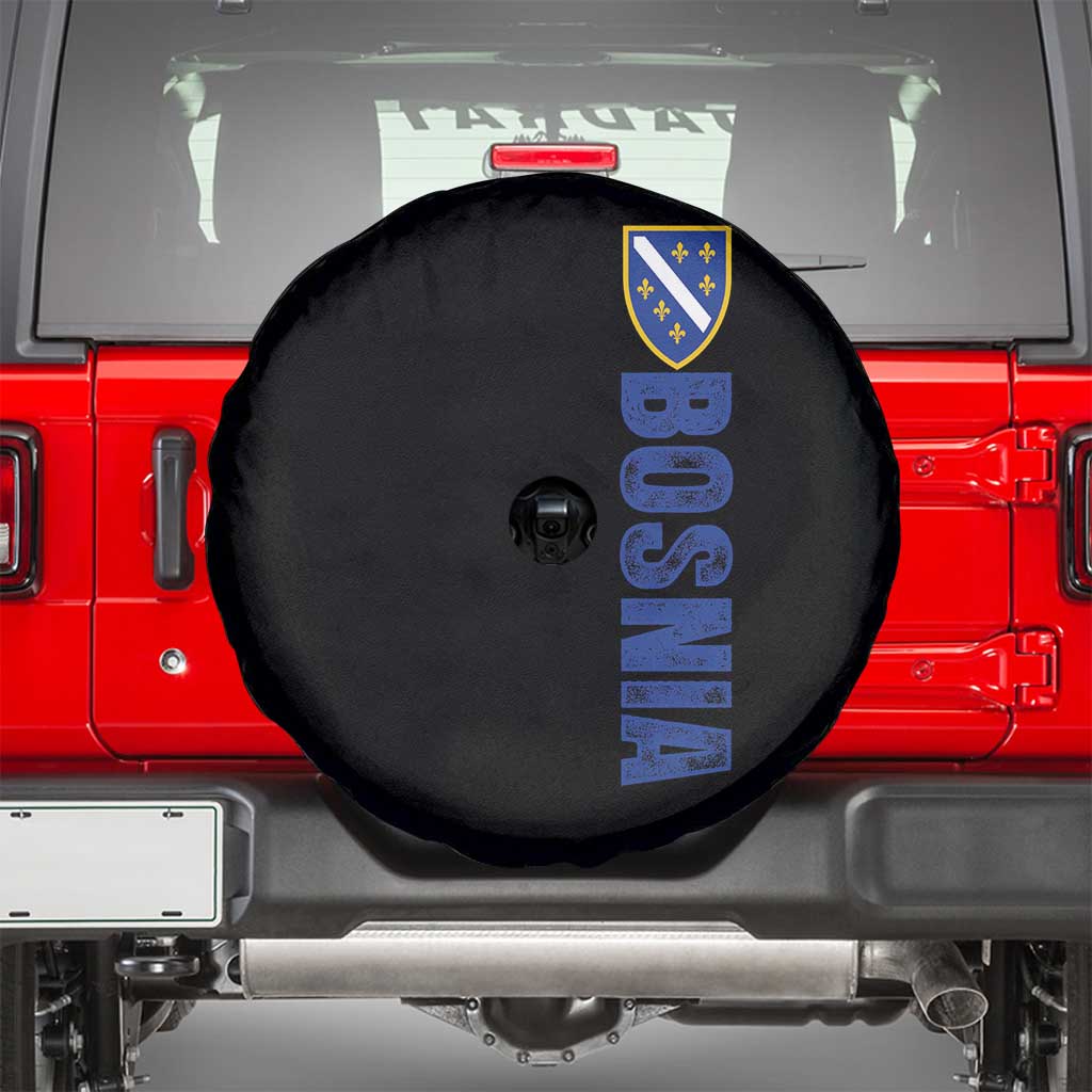 Bosnia Typography Coat of Arms Spare Tire Cover Golden Lily Shield Modern Graphic