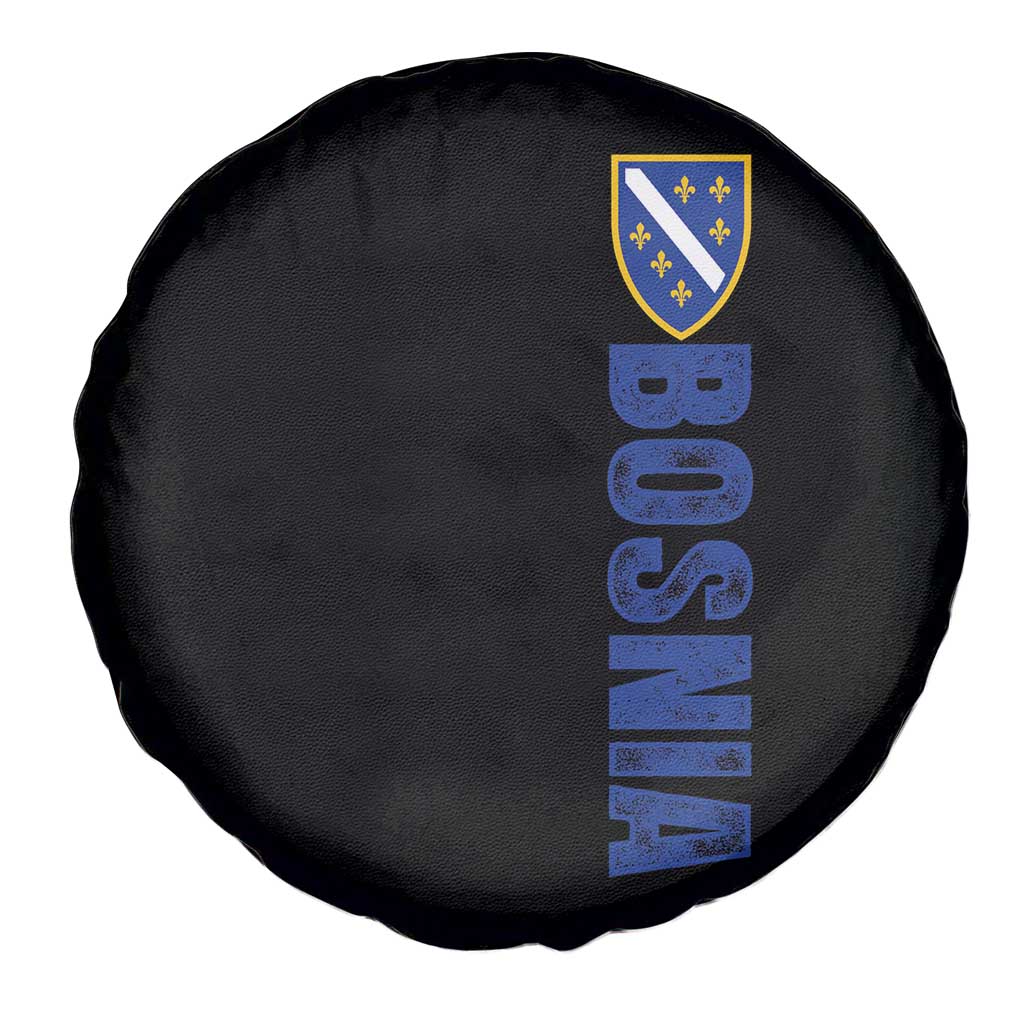 Bosnia Typography Coat of Arms Spare Tire Cover Golden Lily Shield Modern Graphic