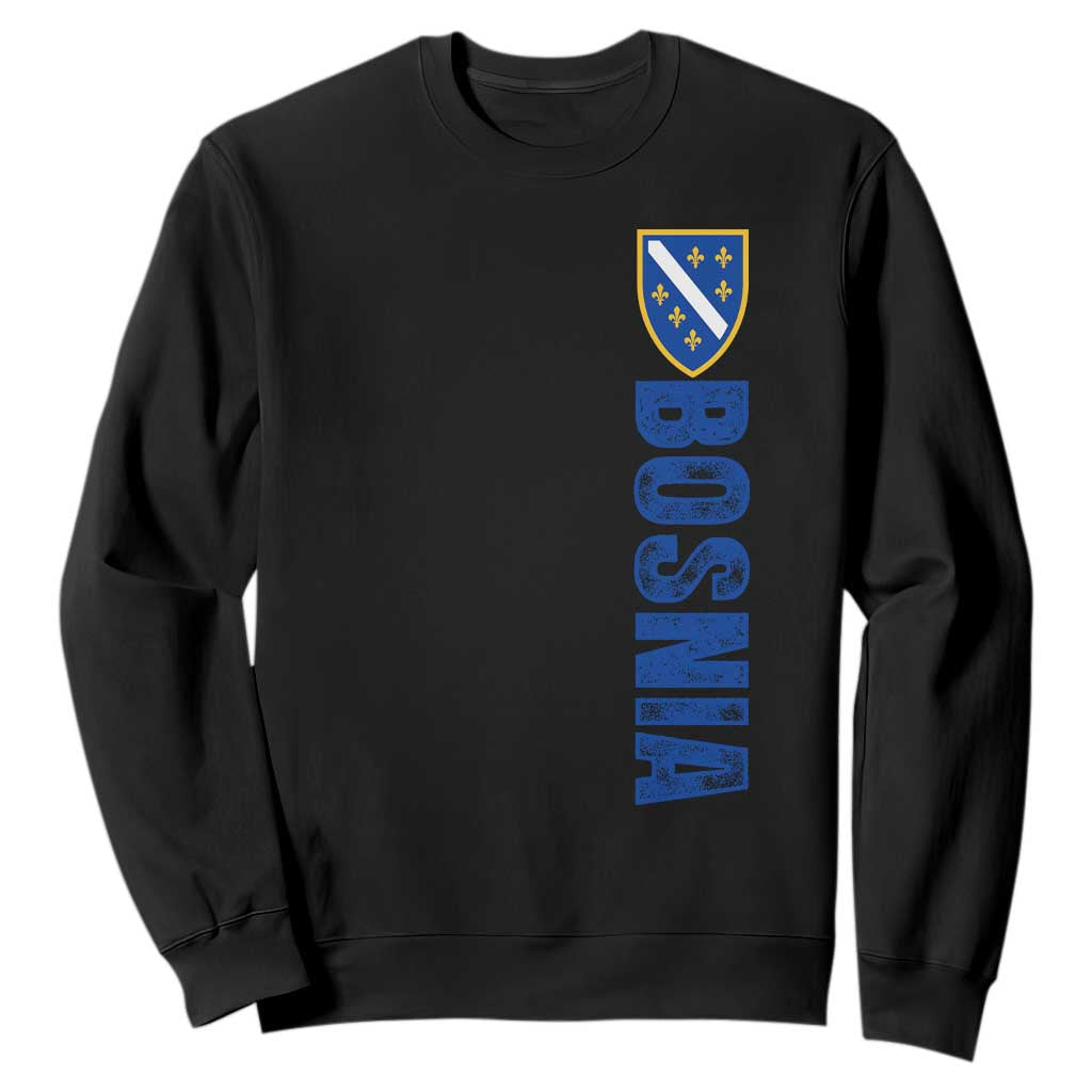 Bosnia Typography Coat of Arms Sweatshirt Golden Lily Shield Modern Graphic