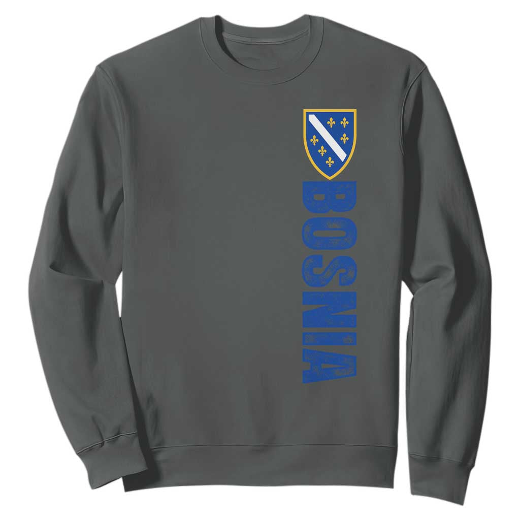 Bosnia Typography Coat of Arms Sweatshirt Golden Lily Shield Modern Graphic