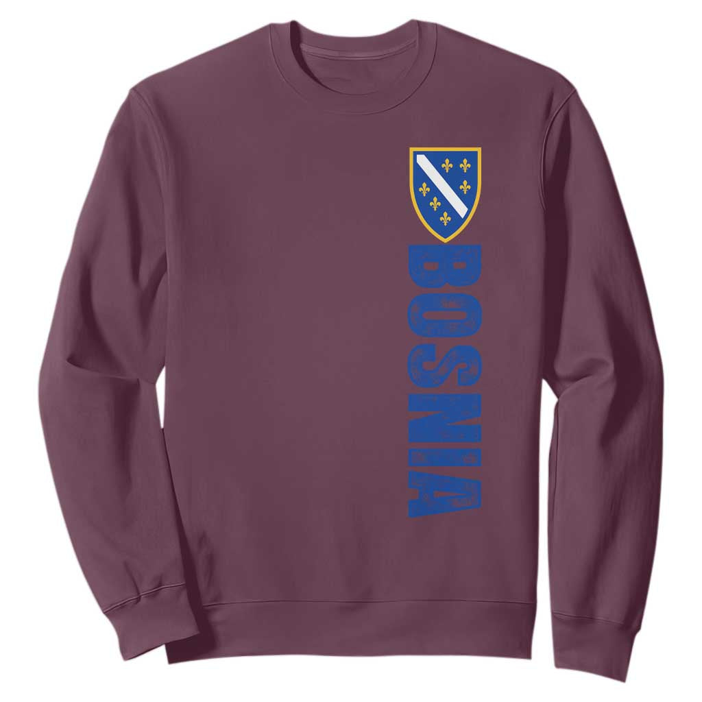 Bosnia Typography Coat of Arms Sweatshirt Golden Lily Shield Modern Graphic