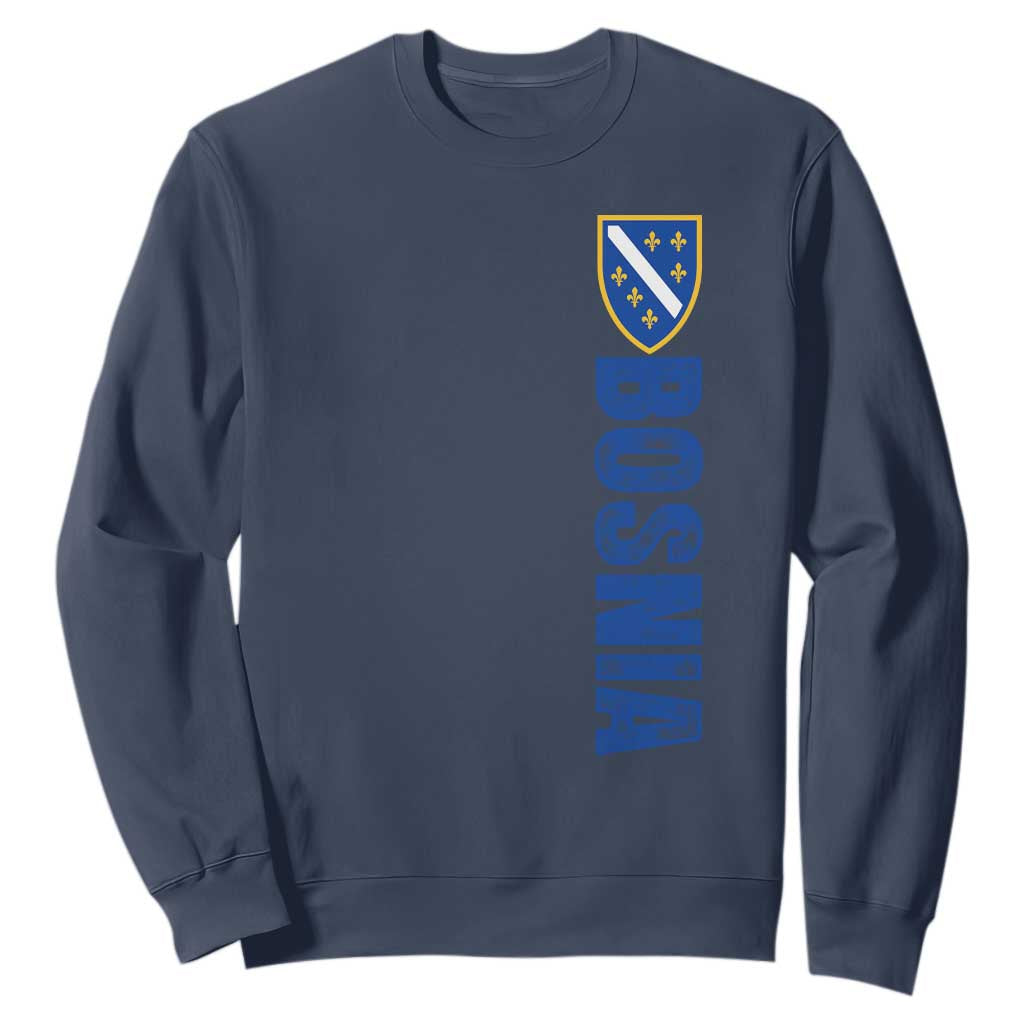 Bosnia Typography Coat of Arms Sweatshirt Golden Lily Shield Modern Graphic