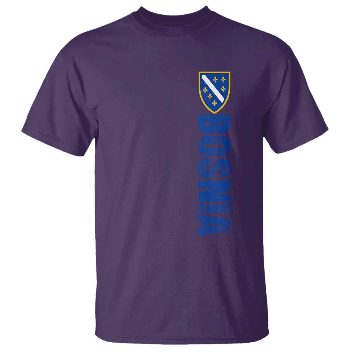 Bosnia Typography Coat of Arms T Shirt Golden Lily Shield Modern Graphic