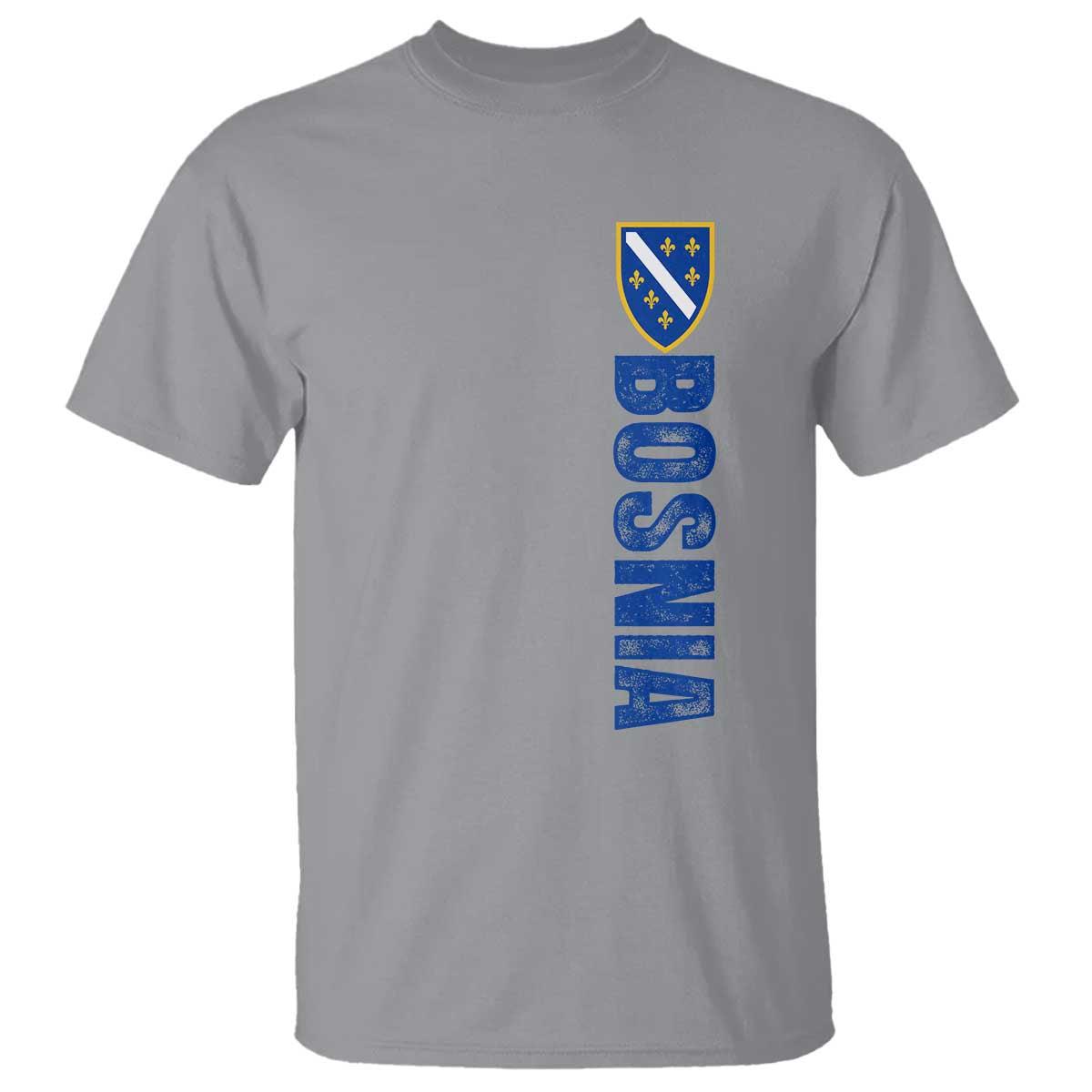 Bosnia Typography Coat of Arms T Shirt Golden Lily Shield Modern Graphic