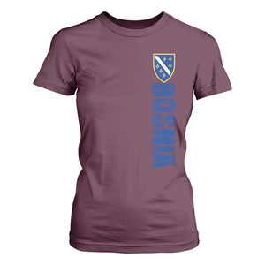 Bosnia Typography Coat of Arms T Shirt For Women Golden Lily Shield Modern Graphic