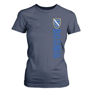 Bosnia Typography Coat of Arms T Shirt For Women Golden Lily Shield Modern Graphic