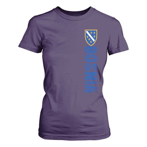 Bosnia Typography Coat of Arms T Shirt For Women Golden Lily Shield Modern Graphic